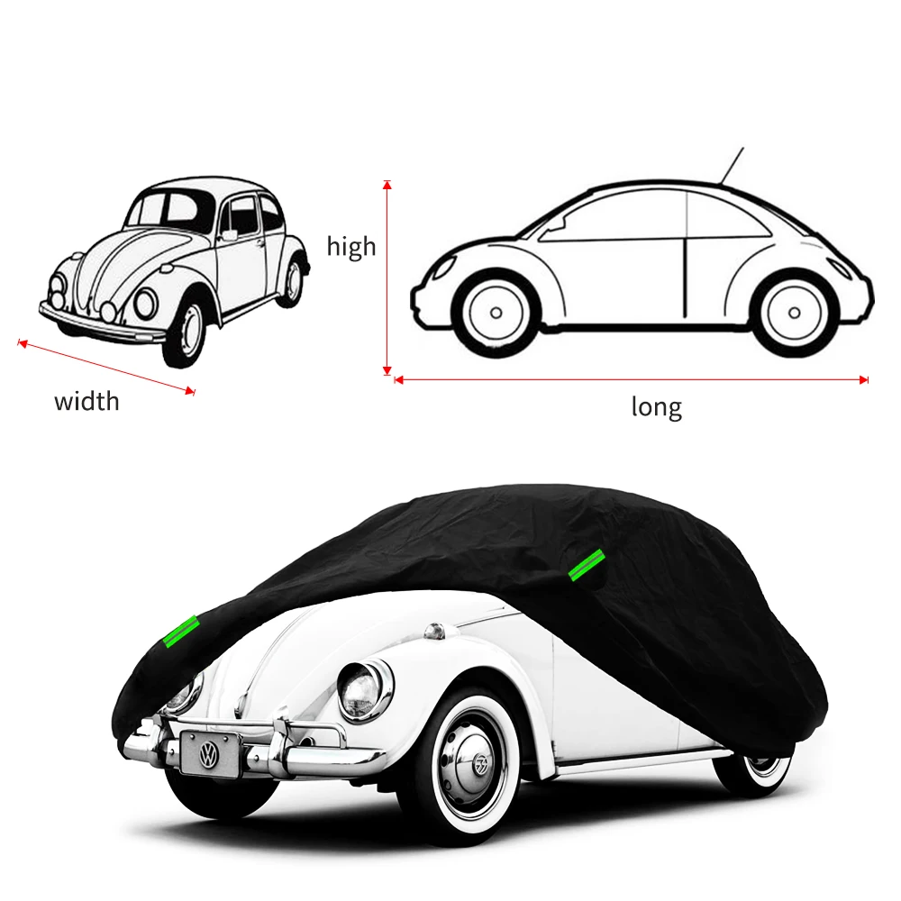 Car outdoor waterproof and dustproof UV resistant silver cover for beetles and other small vehicles