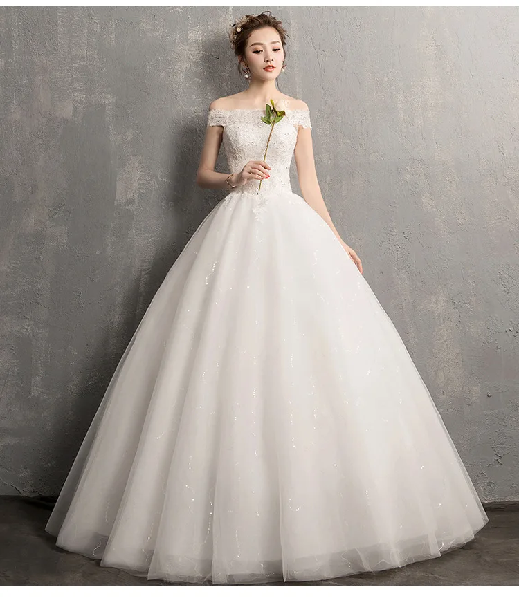 2019 Real Photo Korean Beaded Lace Applique Ball Gowns Wedding Dresses Plus Size Bridal Dress Princess Wedding Gown