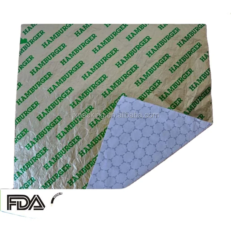 custom designed logo printing repeated  custom wrapping paper  food  packaging  aluminium foil paper burger packaging