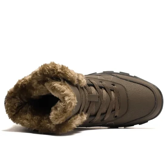 China Hiking Shoes Outdoor Boots with Fur, Wholesale Mens Winter Snow Furry Boots Shoes, Winter Warm Hiking Snow Fur Boots Men
