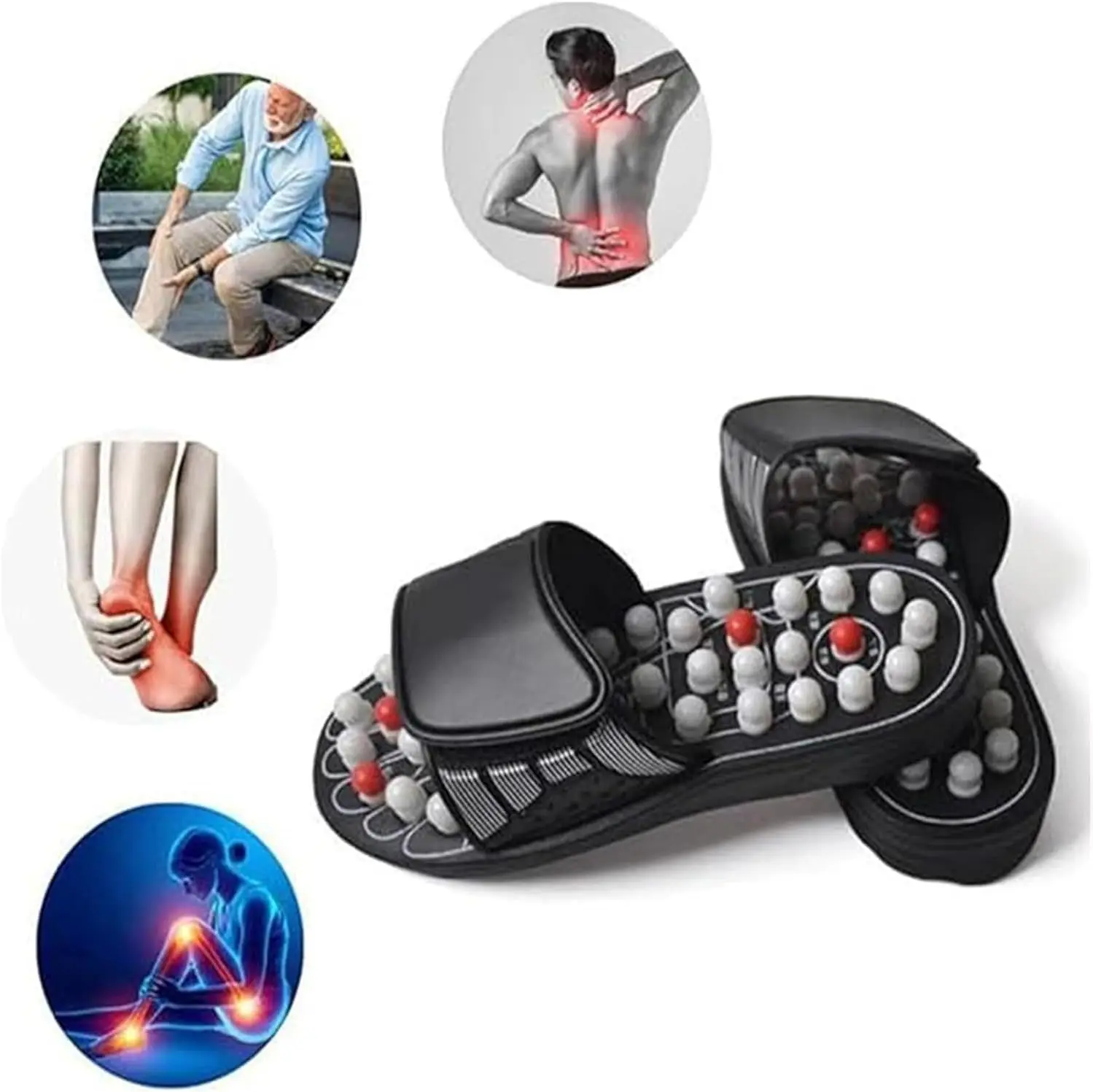 Customized Waterproof Non-Slip Massage Shoe Muscle Relax Foot Acupuncture Therapy Vibrating Acupoint Massage Slipper For Lady
