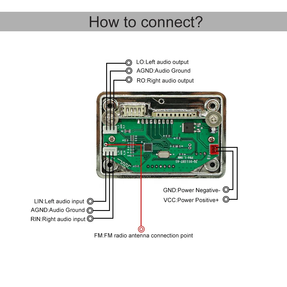 Bluetooth MP3 Decoder Card MP3 Player Circuit Board 12V USB Kit Music Speaker AUX FM Radio LED Screen Module