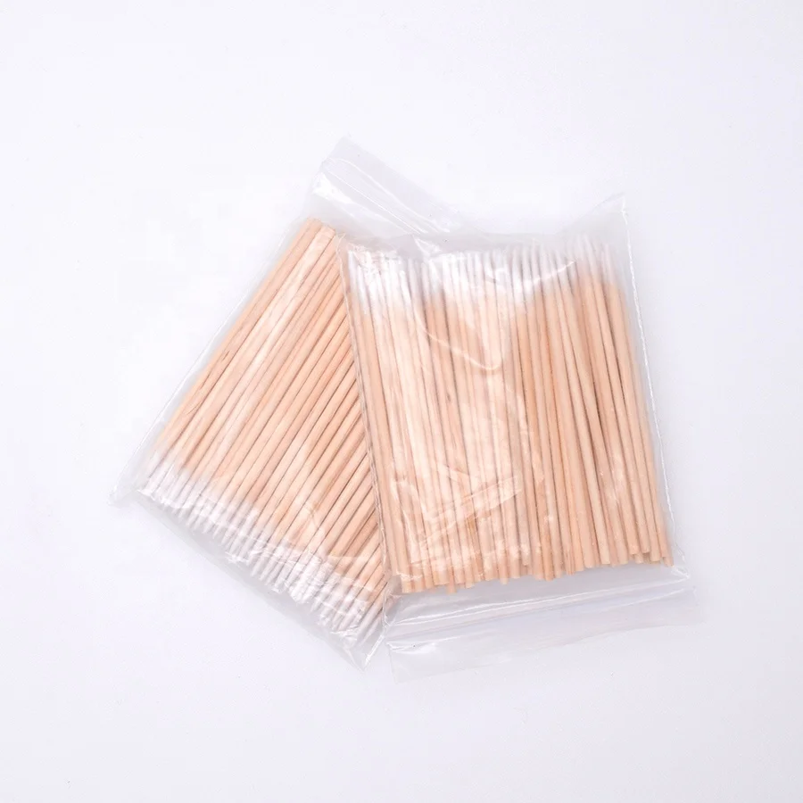 Disposable Pointed Wood Cotton Swab Lint Free Micro Brushes Wood Cotton Swabs Glue Removing Tools for Eyelash extension