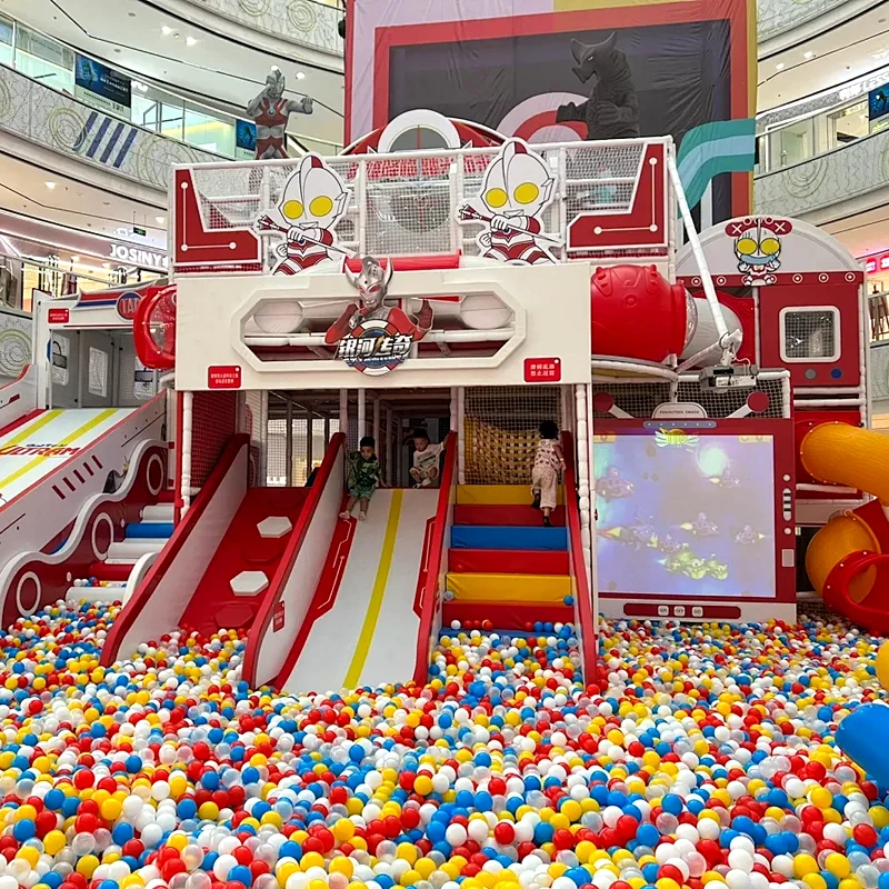 Small Area Indoor Kids Balloon Cage Play Center Playground White Grey Equipment