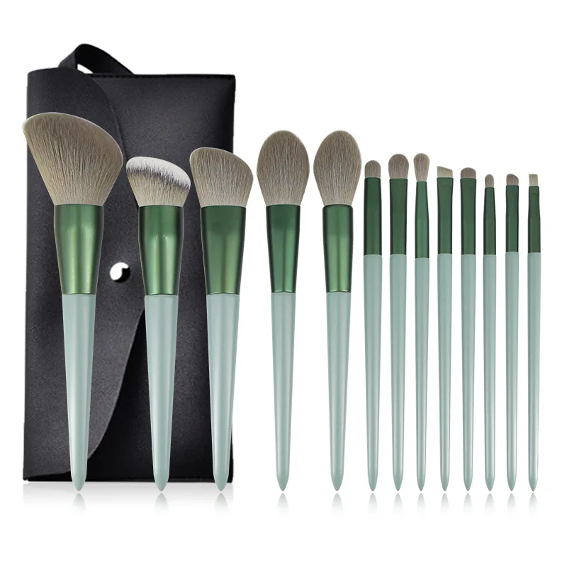 Affordable luxury pro makeup tool cosmetic container with brush highlighter brush hot sale 13pcs face makeup brushes set