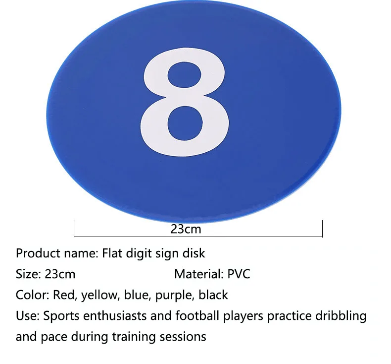 9 Inch PVC Number 1-10 Football Yard Markers Anti-slip Floor Spot Markers Set Soccer Training Equipment