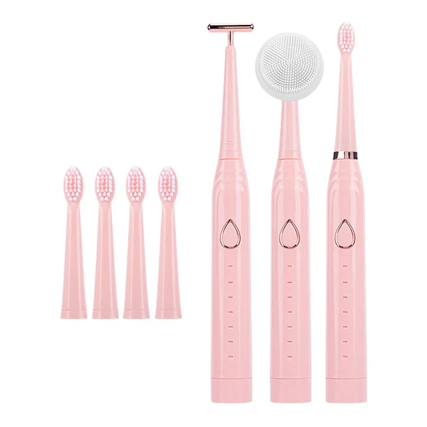 IPX7 Waterproof Portable 3 in 1 Electric Brush Facial Massage Smart Sonic Toothbrush for Female