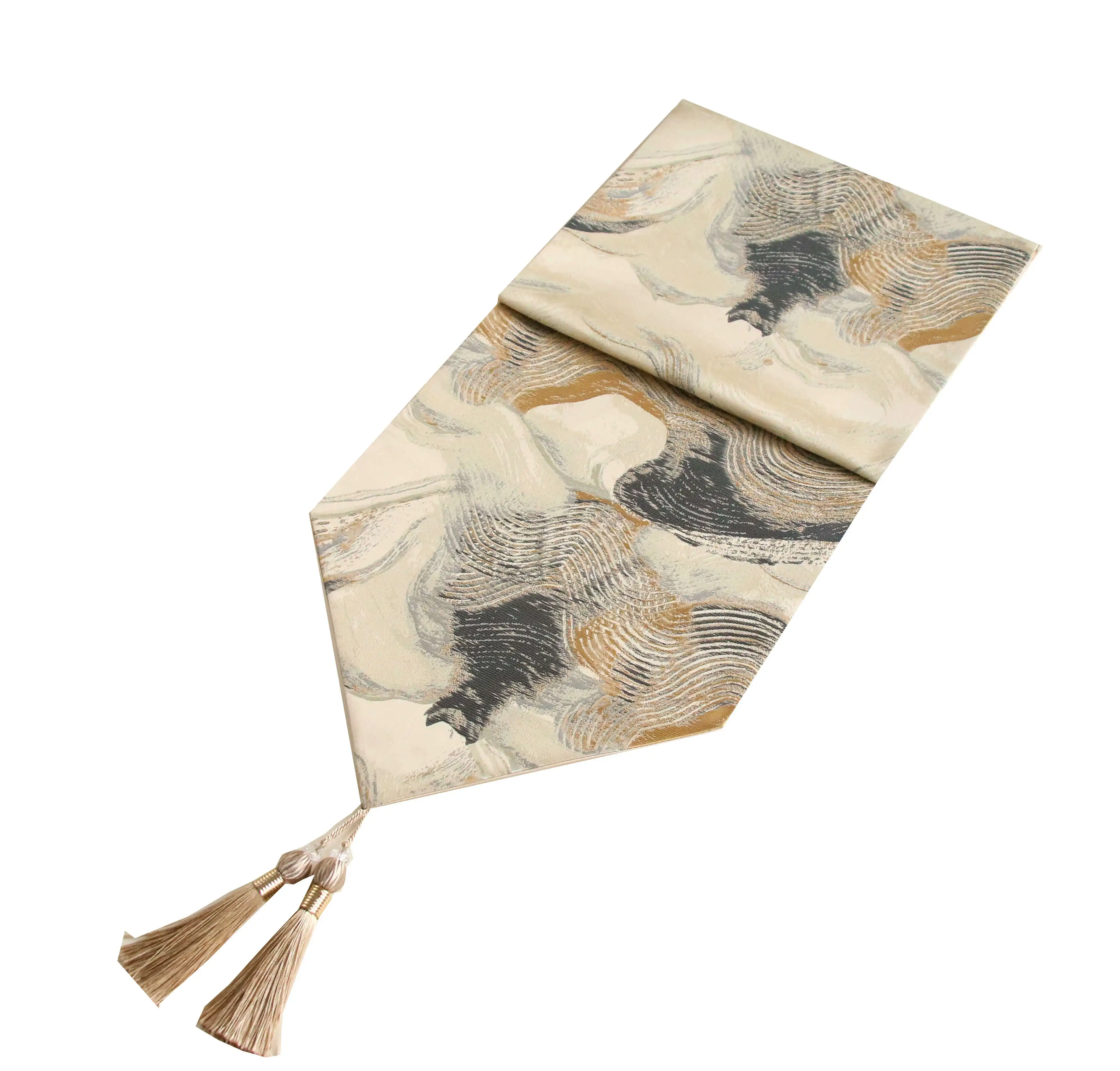 
Modern Polyester Jacquard Table Runner with Tassels For Hotel Table Decoration Wedding Party Banquet Decoration Accessories 