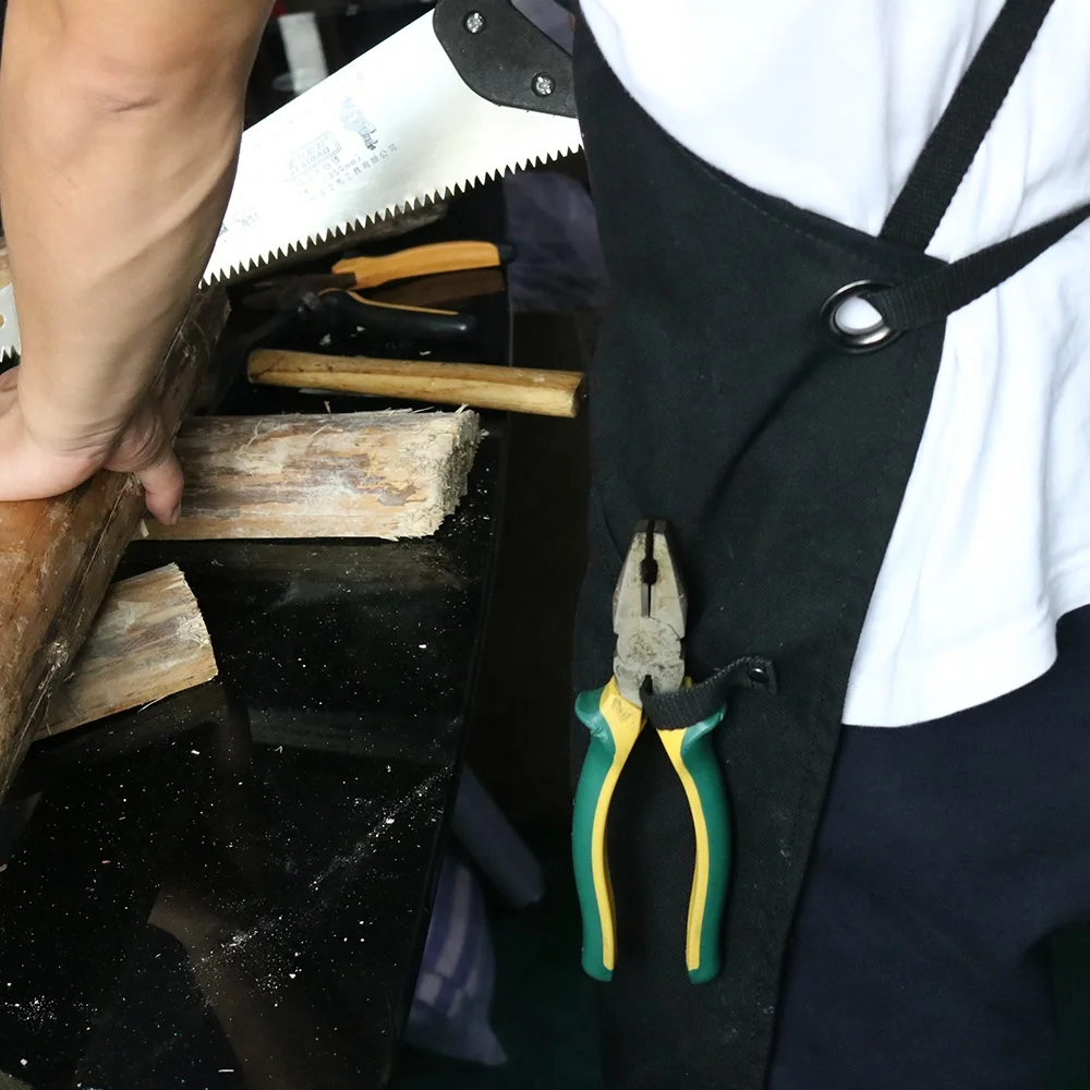 CHANGRONG Custom Black mens cross back waxed canvas woodworker bib apron