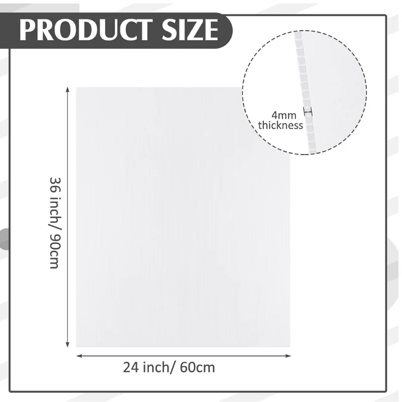4mm Thick White Corrugated Plastic Sheet Waterproof Poster Board Indoor/Outdoor Use Garage Estate Sale Garden Ornaments Yard