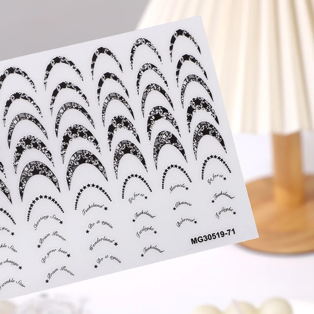 3D Nail Art Sticker Japanese Style French Shape Accessories Adhesive Line on Resin Decals and Paper for Manicure