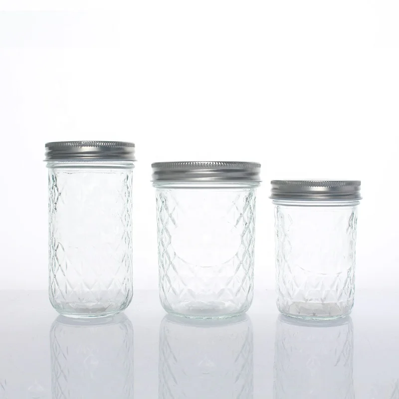 Wholesale 100ml 250ml 350ml 500ml 550ml Wide Mouth Glass Mason Jar Canning Food Storage Jar with Metal lid