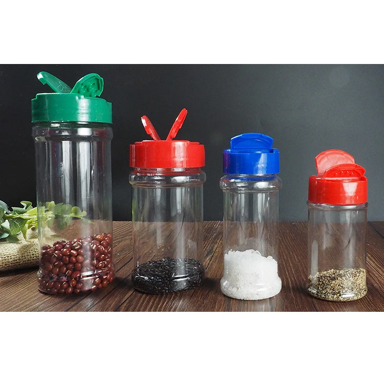 New professional blue 100ml round plastic salt and pepper shaker, Good Quality hand operated black 100ml round glass salt shaker