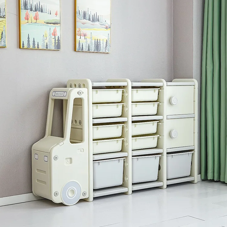 Car Shape Kids Storage Cabinet Toy Storage Shelf Plastic Kids Book Shelf