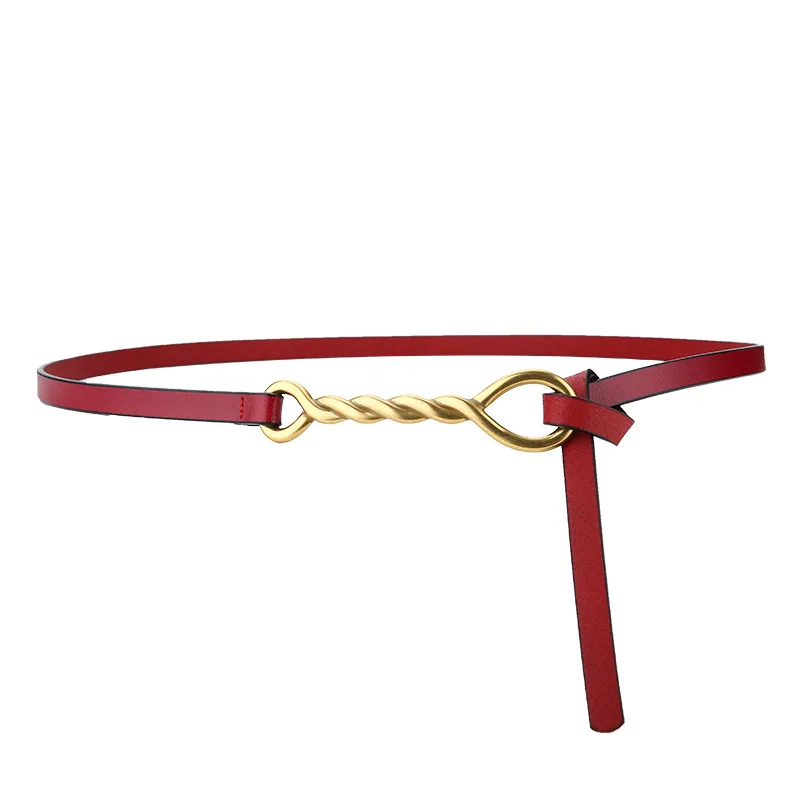 Knot Decorative Suit Thin Belt Summer Cowhide Ladies With Skirt Fashion Versatile Waist Seal Leather Small Belt