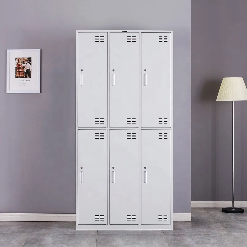 Staff Work Clothes Locker Box Storage School Locker Cabinet 6 Door Steel Locker