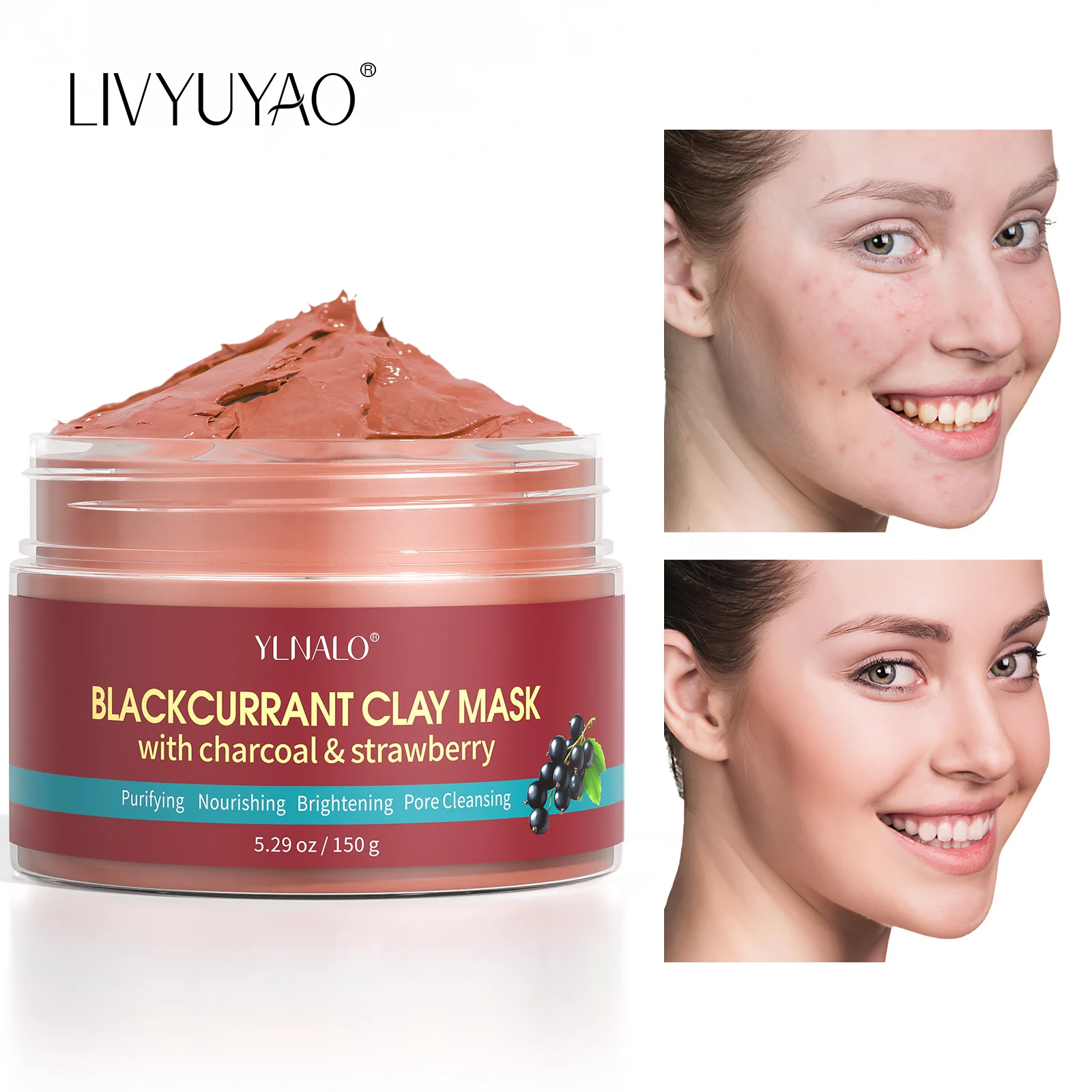 Anti aging Blackcurrant Clay mask black magnet magnetic charcoal mask deep cleansing firming black clay mask