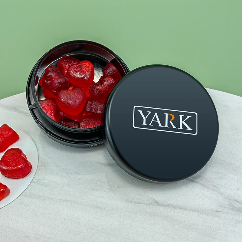 Child Proof Round Gummy Metal Tin Container Custom Child Resistant Candy Packaging Metal Tin Box