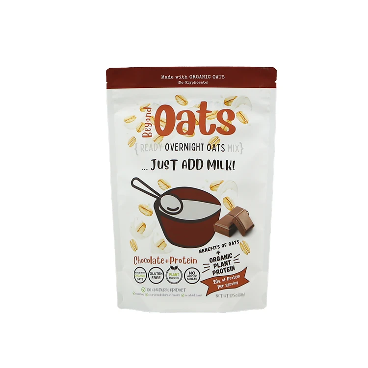 Custom Aluminum Foil Stand Up Oat Packing Pouch Roasted Cashew Seed Food Nuts Packaging Bags For Dried Fruit Snacks With Zipper