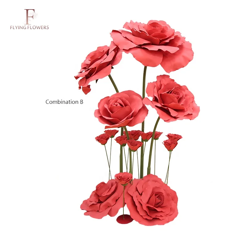 China high quality decorative artificial giant standing  paper flowers for  wedding giant EVA foam paper flowers