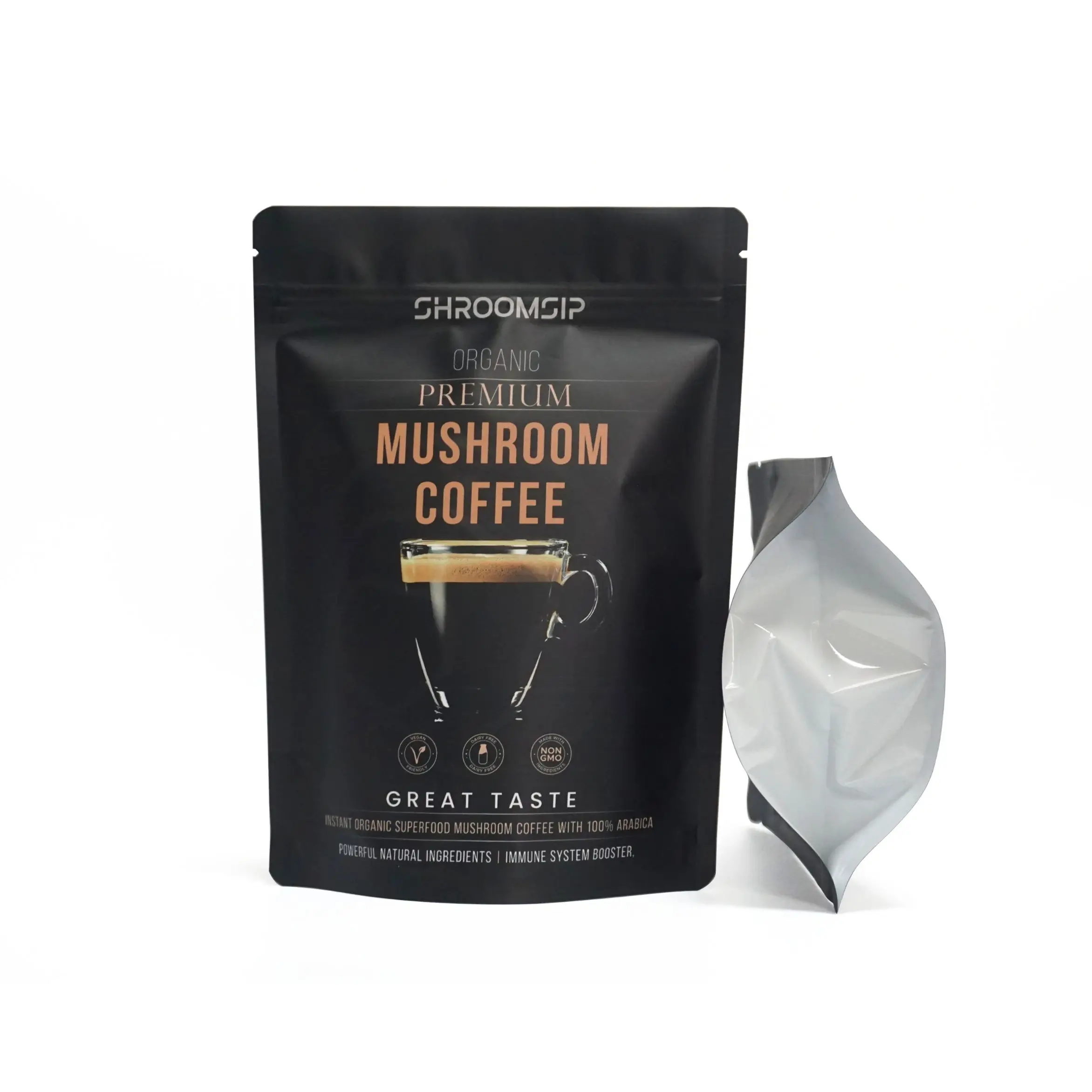 Custom Stand Up Tea Food Packaging Foil Bag Biodegradable  with Valve and Zipper for Custom Printed Coffee Zipper Packaging Bag