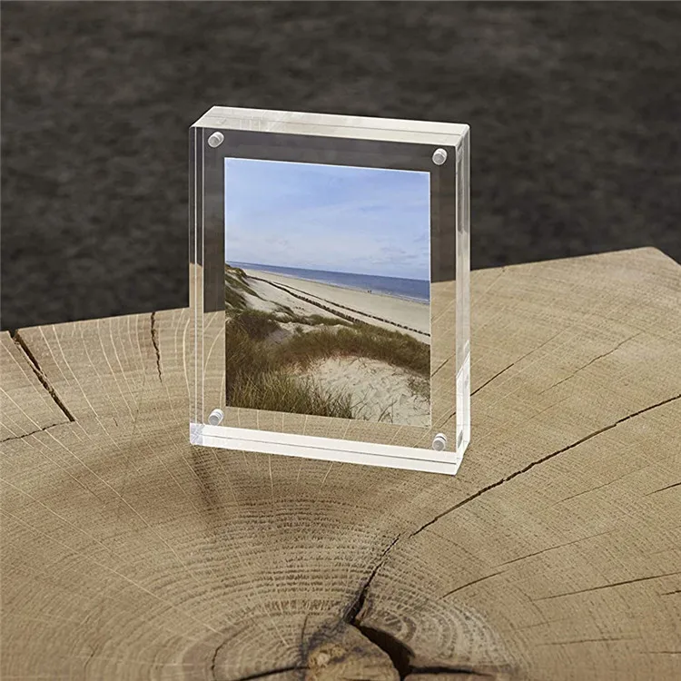 simple luxury acrylic floating table top stand picture photo frames with magnets