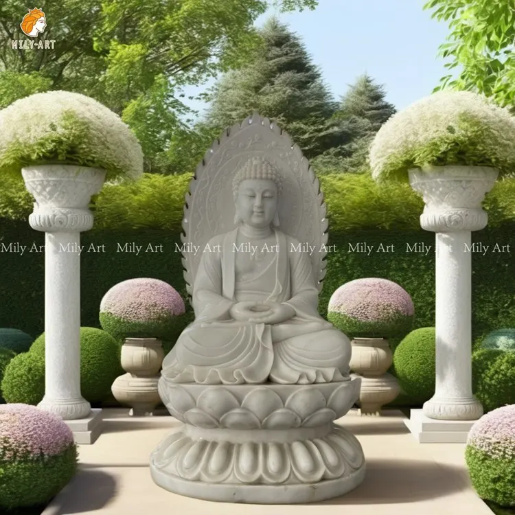 Wholesale Hand Carved Outdoor Decoration Marble Meditating Buddha Statue for Sale