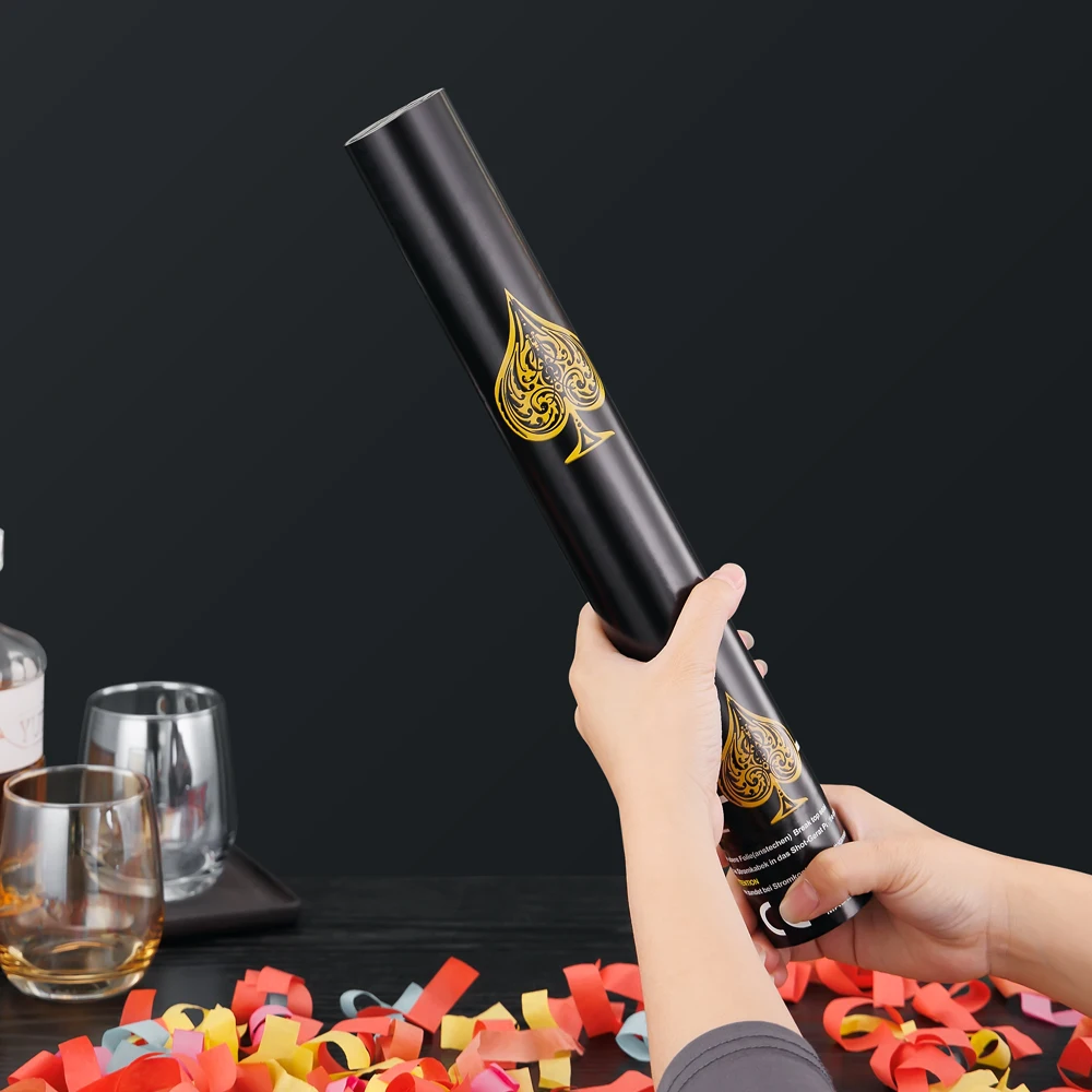 Factory Sale Exciting Colorful Spades Confetti Cannon Celebration Party Accessory Black Packaging