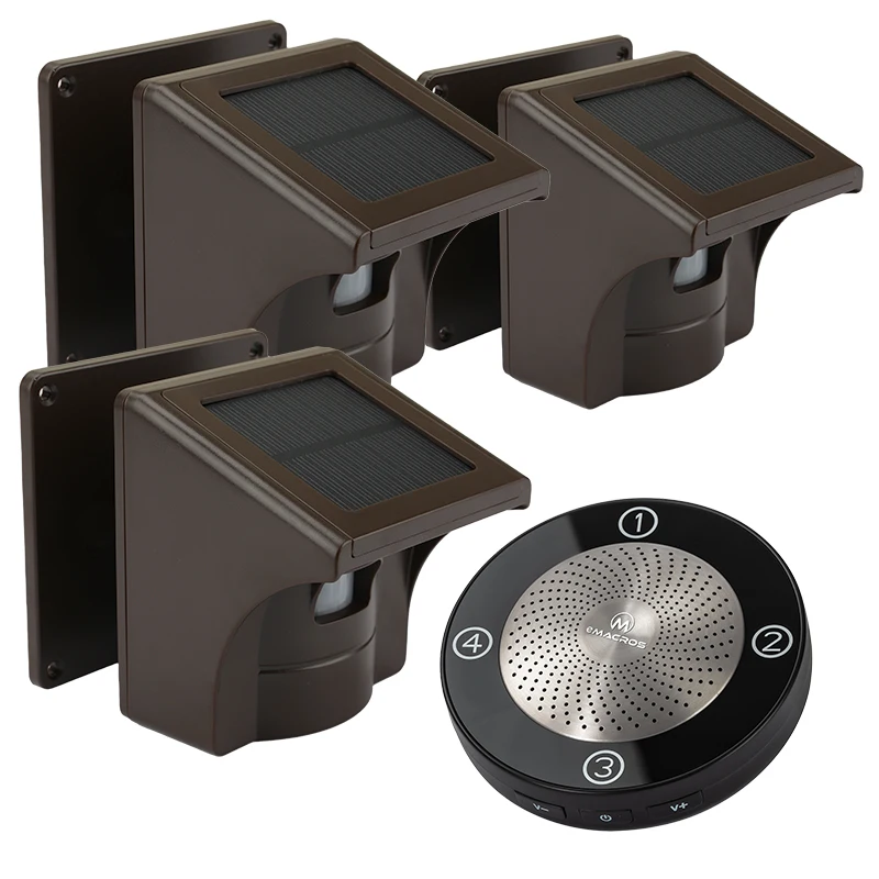 car alarm motion sensor 800M long range solar  Wireless PIR Motion Sensor  Detector,1 receiver & 3 sensors