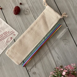 PVD coating 12mm thick stainless steel 304 reusable boba tea straw sets with cleaner in pouch wholesale