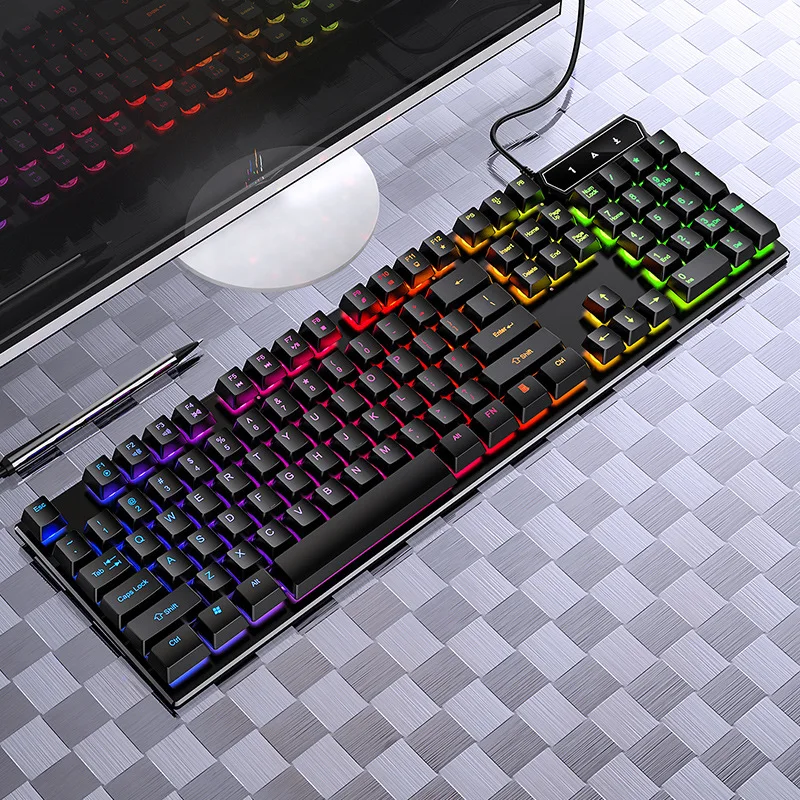 Механическая клавиатура V4 с RGB-подсветкой, водонепроницаемая профессиональная игровая проводная клавиатура с 104 клавишами, многофункциональная игровая клавиатура