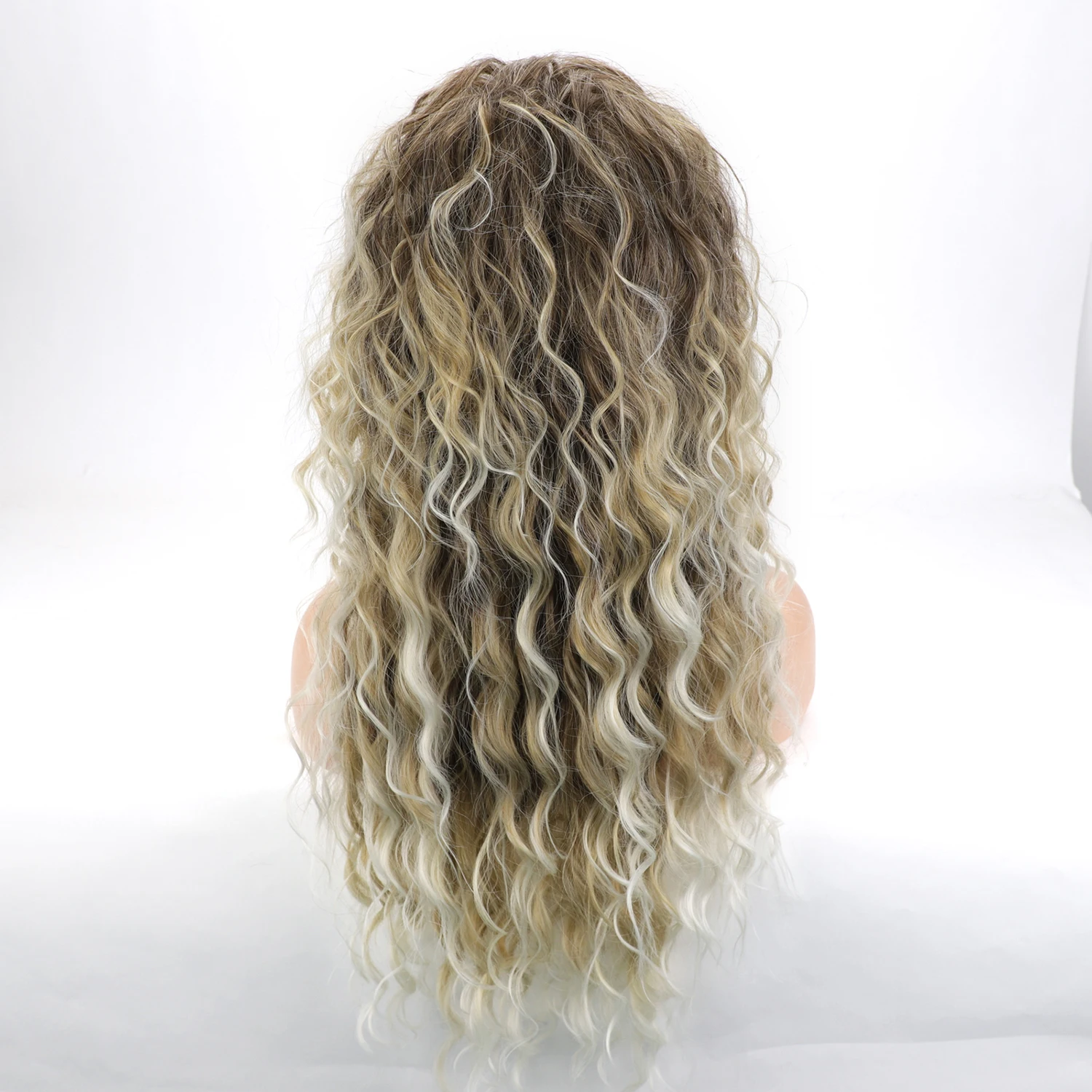 Ombre Deep Wave Synthetic Hair Wigs Heat Resistant Faux Twist Wigs Natural Looking Long Curly Wigs for Women Daily Party Cosplay