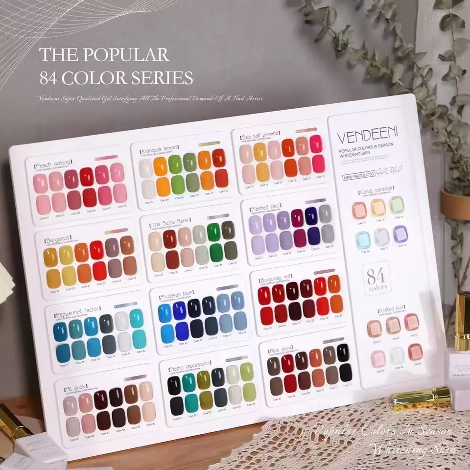 Vendeeni Nail Polish Set 15ml Gel Polish Color Free Colors Card High Pigment Gel Soak Off  Gel Polish Set