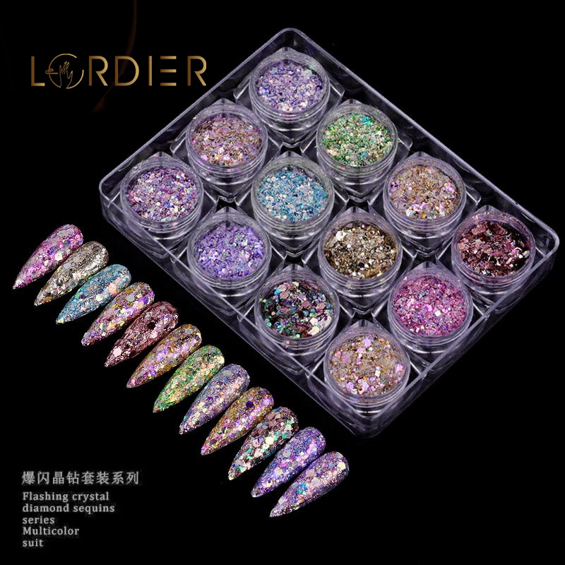 Newly arrived colorful mixed nail enhancement decorative flash piece block Glitter
