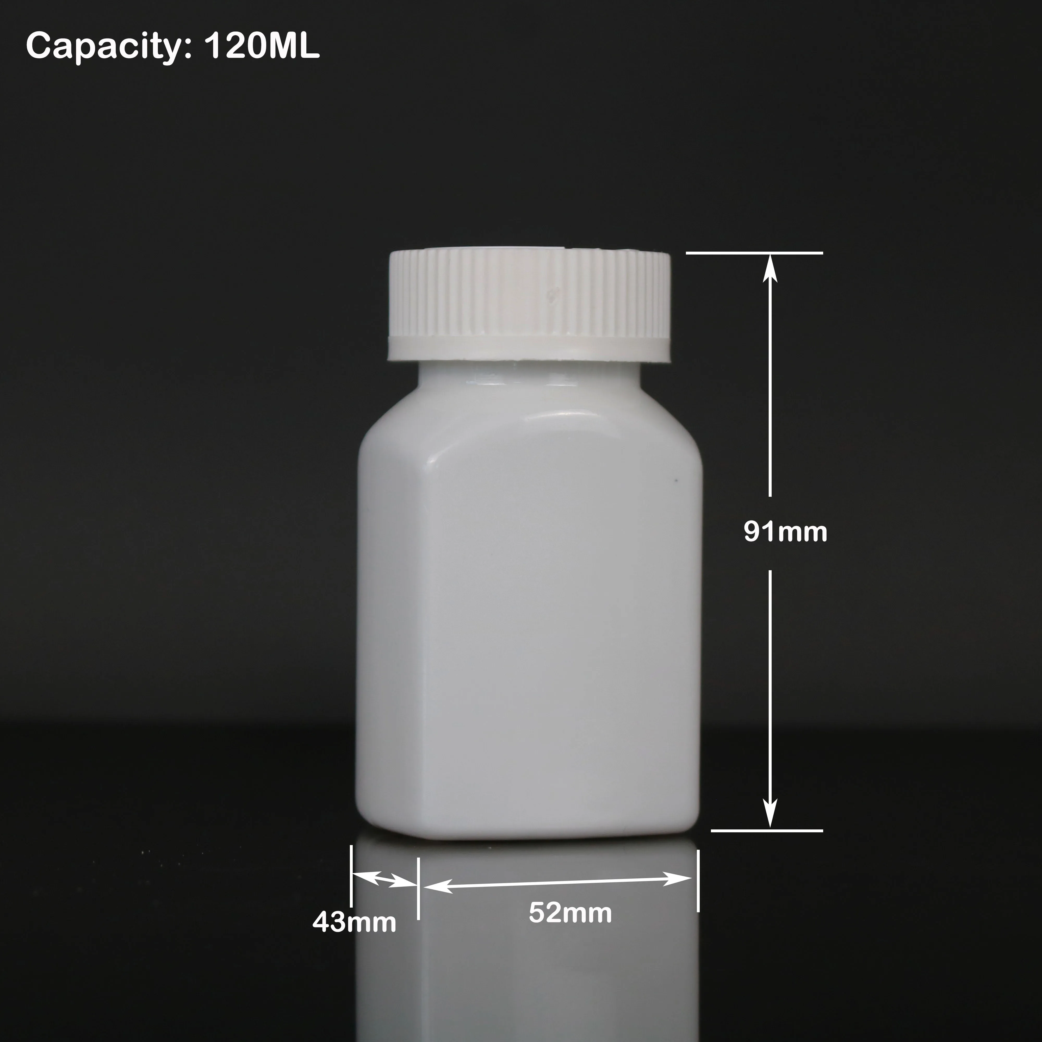 120ml PET plastic square pill bottle for pharmaceutical packaging