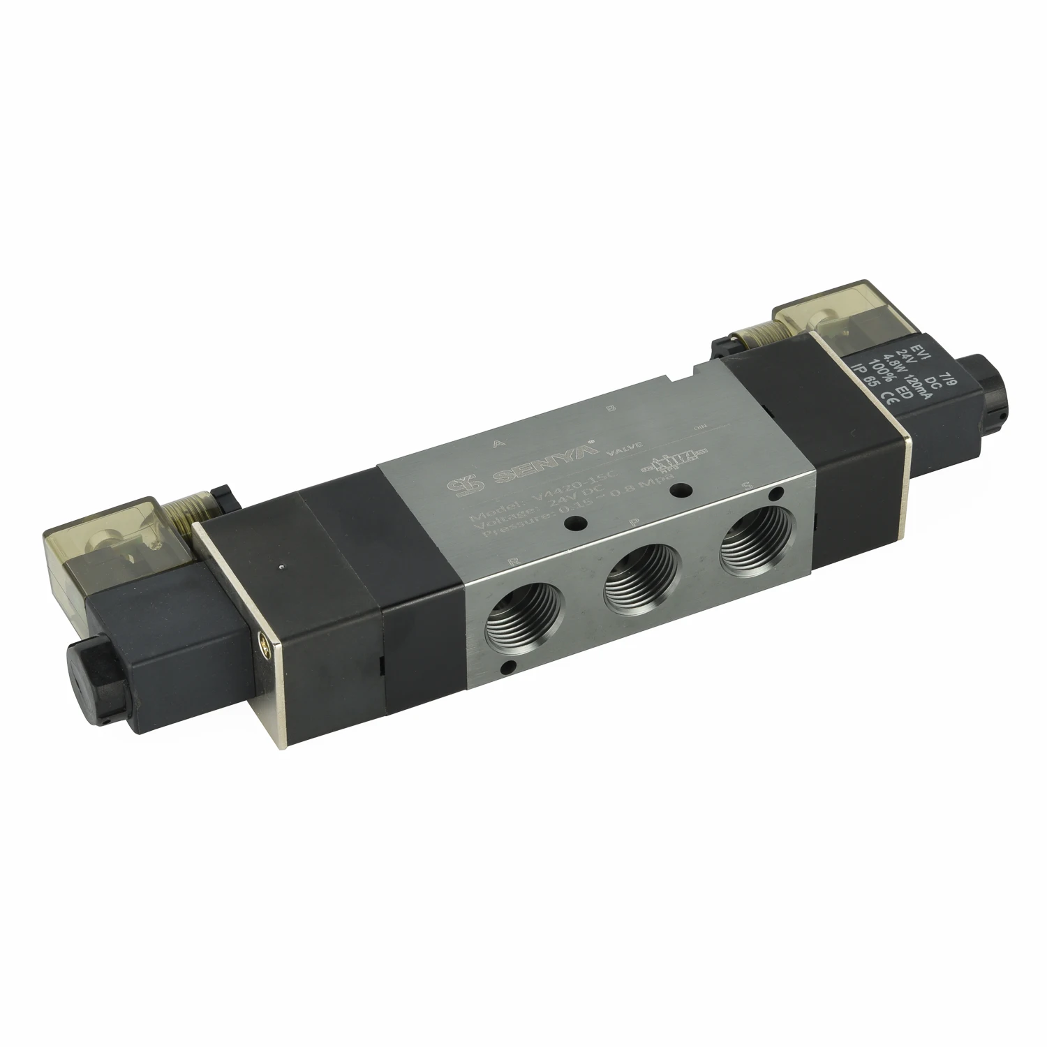 4V Series Double Coil Control Solenoid Valve 220V 110V 24V Solenoid Valve 2/5 Way 3/5 Way Pneumatic Air Control Solenoid Valve