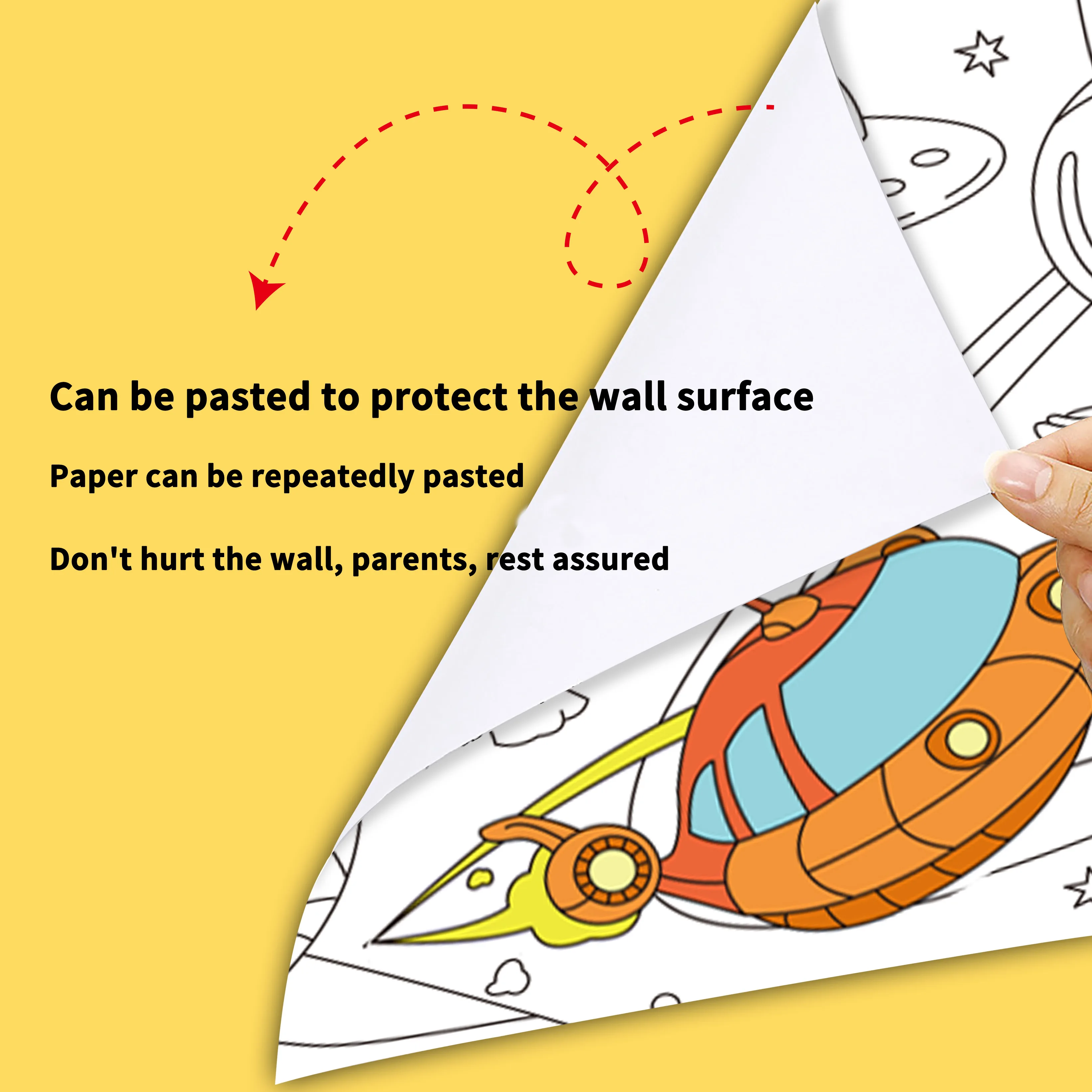 Drawing Roll for Kids Sticky Coloring Paper Graffiti Rolls Doodle Scroll DIY Painting with Stickers