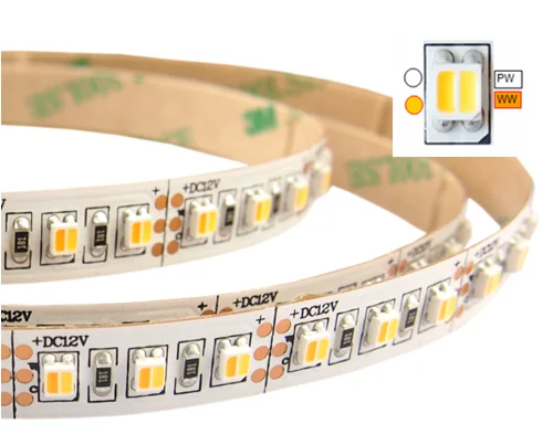 Двухцветная Светодиодная лента 2-в-1 для светодиодной ленты CRI90 + IP20/ IP67 DC12/ DC24V