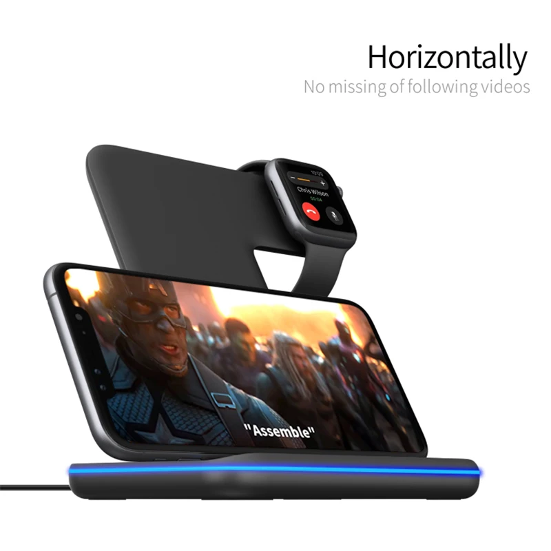  Amazon Лидер продаж 2020 Беспроводная зарядная станция Док-станция 3 в 1 Быстрое беспроводное зарядное устройство для сотового телефона часы