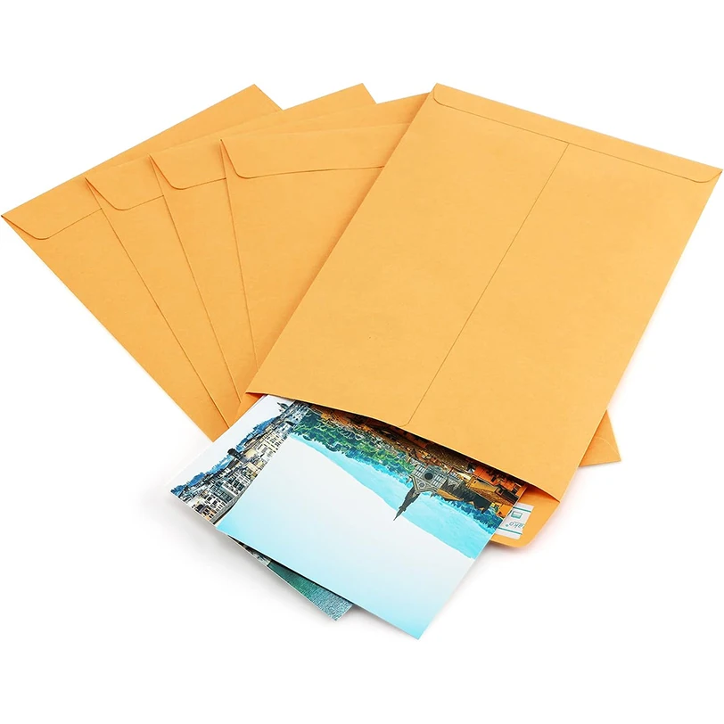 Wholesale 6*9 Custom Printing Packaging Envelope Gold Kraft Envelope With Self Adhesive Peel And Seal Envelopes
