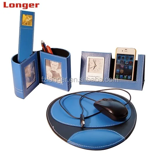 LG890 Modern style high quality customized luxury faux leather office stationary desk gift set