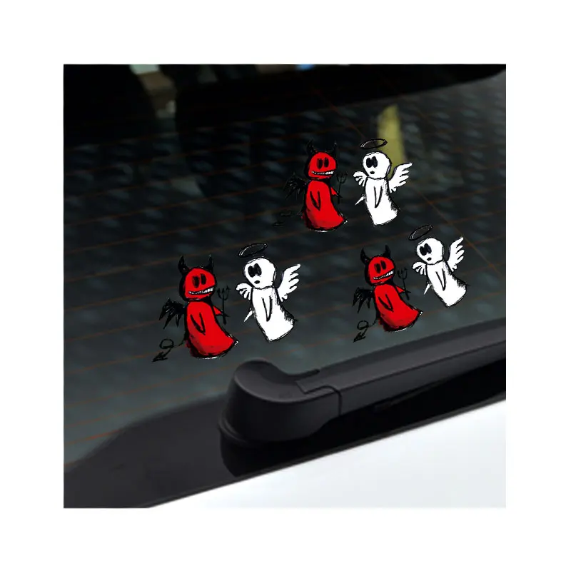 Cartoon Hand-Drawn Angel and Demon Hollow Body Stickers for Cars Motorcycles Electric Vehicles Waterproof Design
