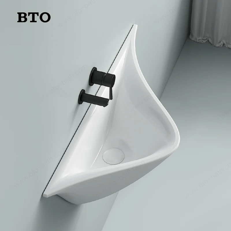 BTO special shape design sanitary ware irregularity small size vessel sink hand wash wall hung ceramic basin