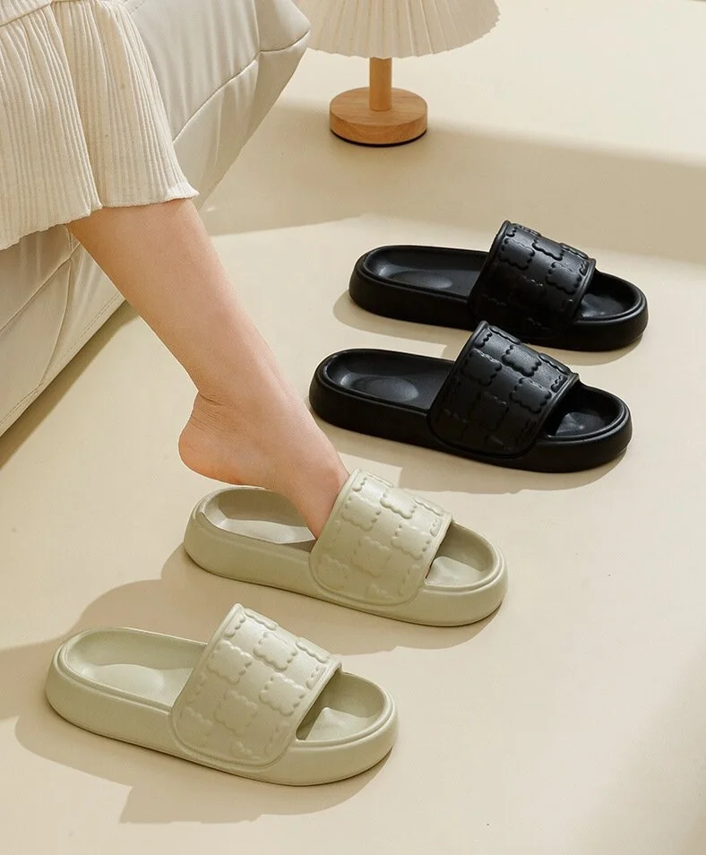 New fashion summer cookie pattern non-slip open toe eva platform slippers for couples men women