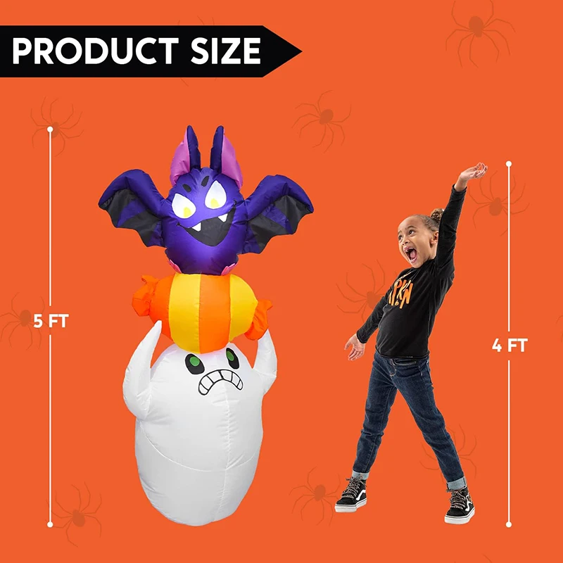 Custom Size Outdoor Advertising LED Blow Up Inflatable Ghost Seize Candy 5 FT Halloween Inflatable