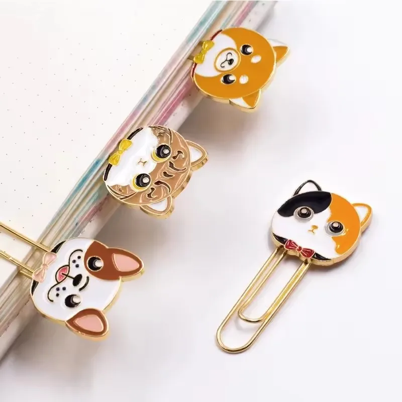 Wholesale 3D Metal Bookmarks Cartoon Animal Folder Metal Bookmark for Students Custom Metal Clip Holder Bookmarks