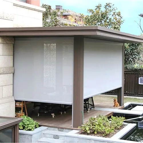 Stardeco Cheapest Factory Supplied Motorized Shutters outdoor curtains waterproof Zip Track Outdoor Roller Blinds