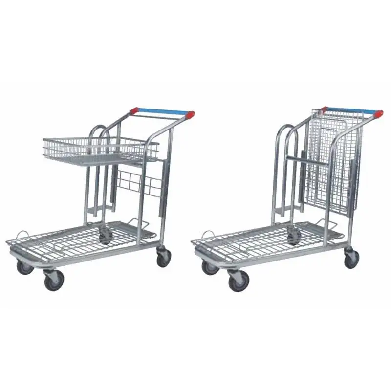Warehouse Supermarket Transport Cargo Trolley Flat Wire Cart