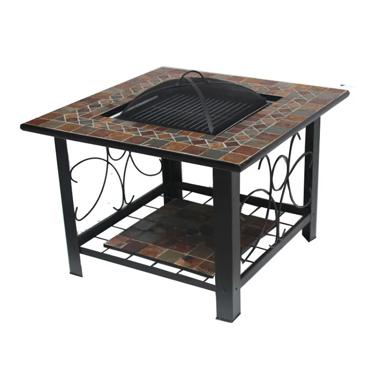 Kingjoy hot sale  ODM mosaic design square bbq fire pit table