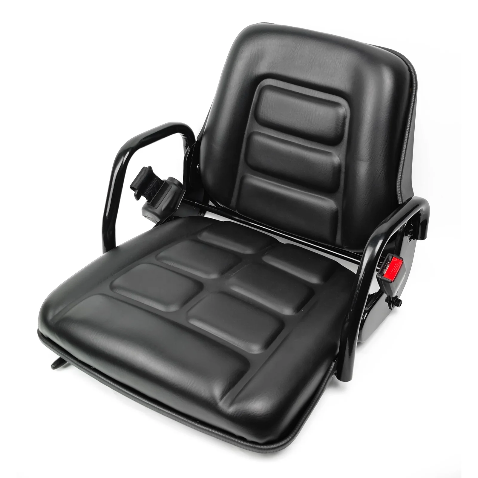 Aftermarket Universal Adjustable Forklift Seat with Safety Belt, Full Suspension Seat with Foldable Cushion